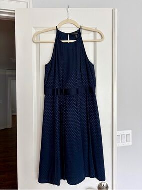 Banana Republic Navy Blue Halter Fit-and-Flare Dress